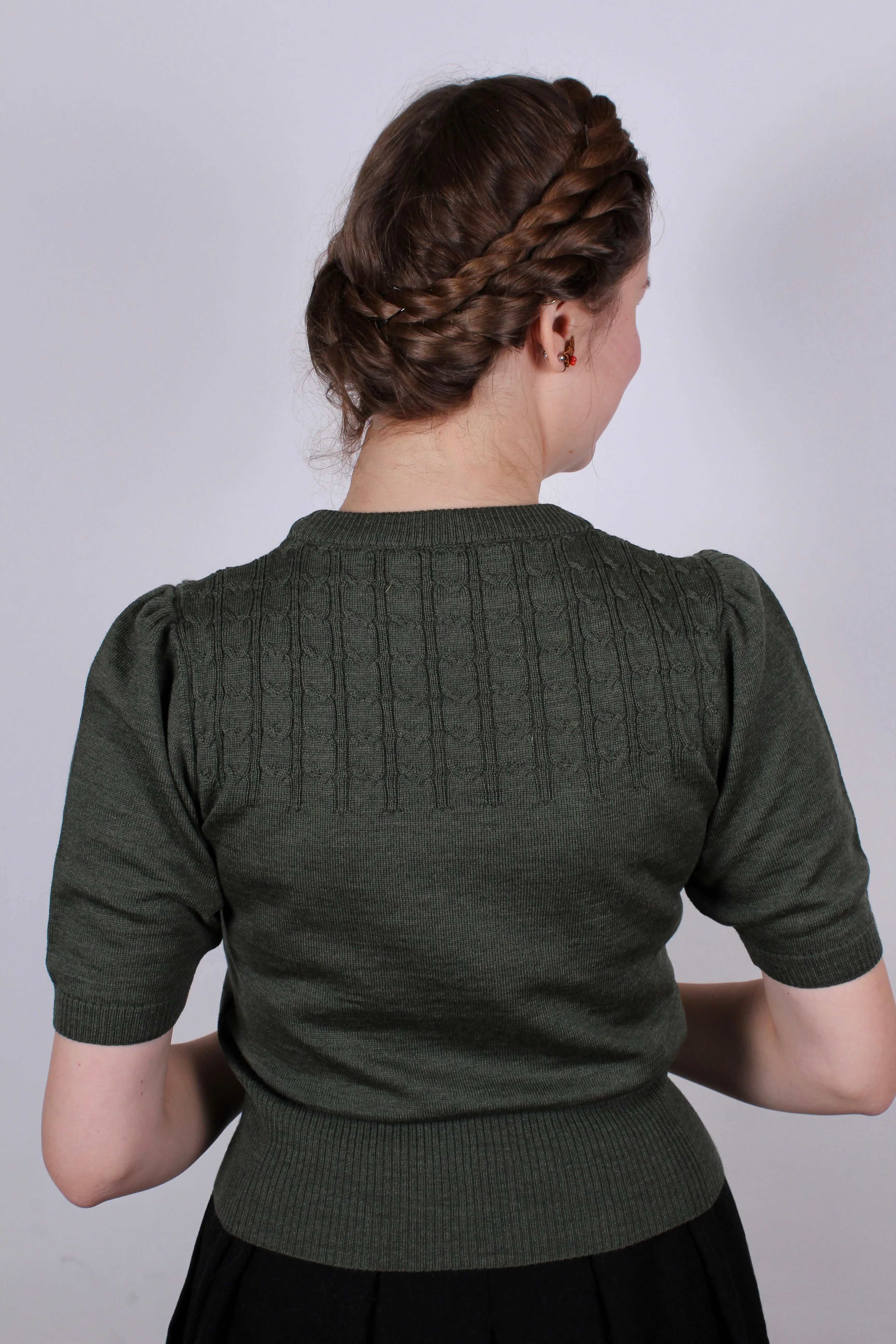 1940s / 1950s style short-sleeved pullover - Green - Sally