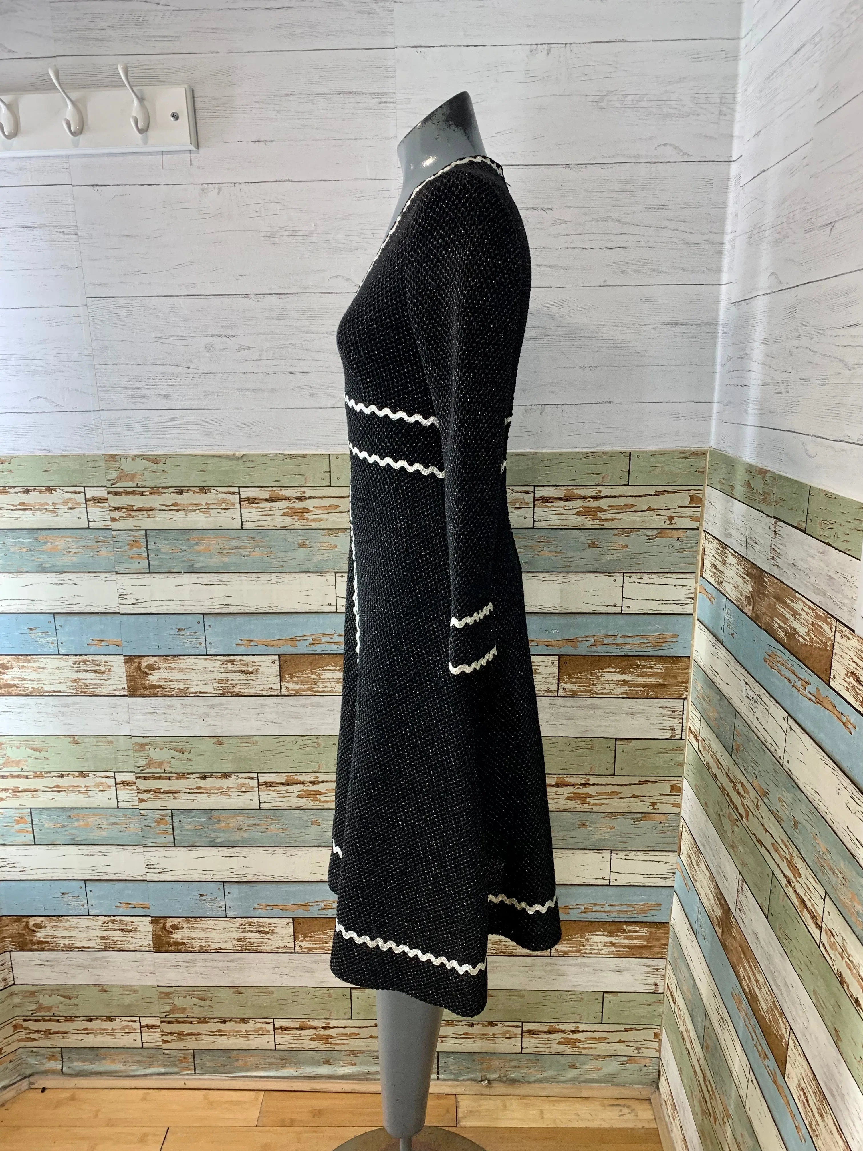 70’s Black and Silver Metallic Fit and Flare Dress