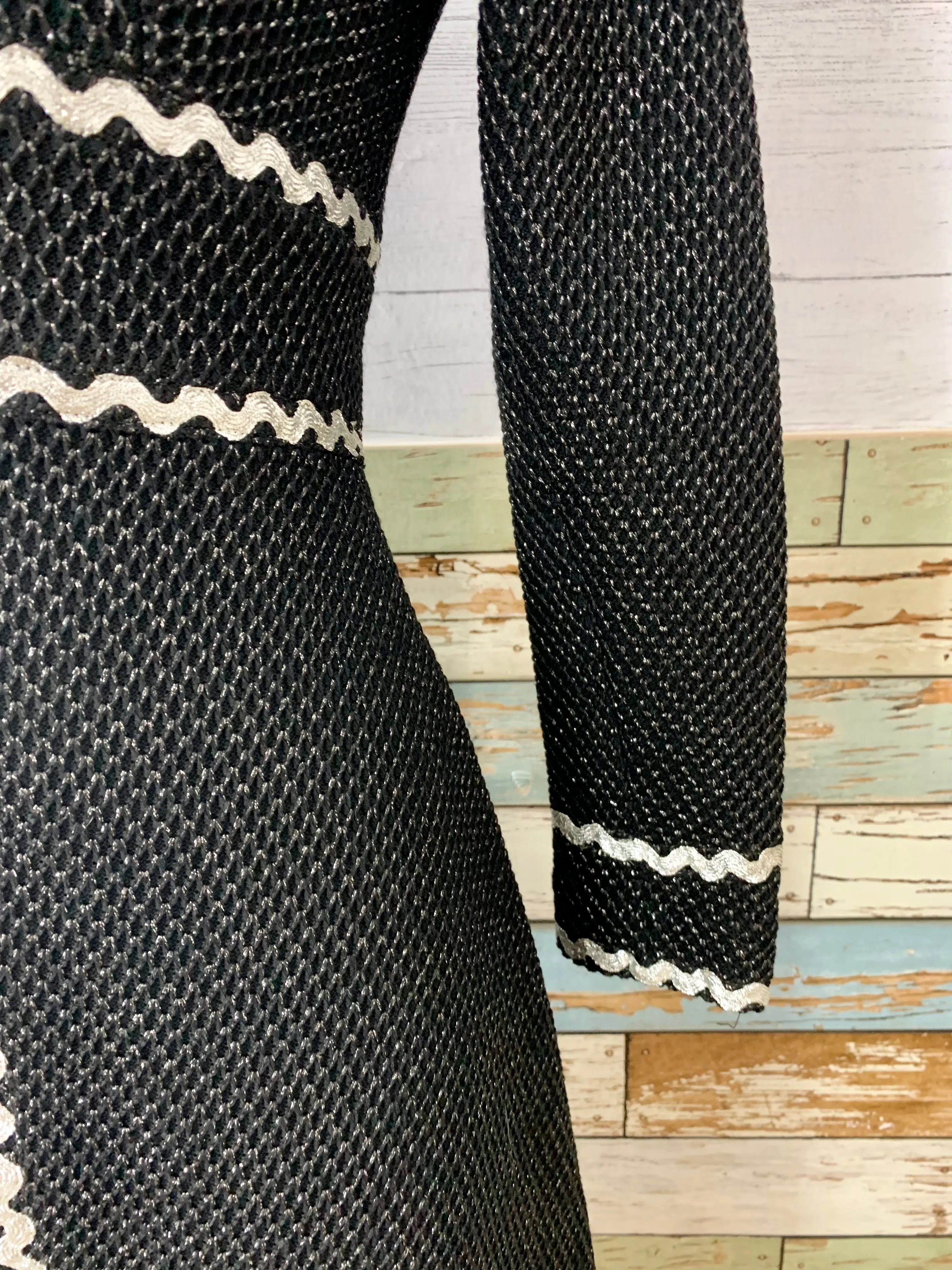 70’s Black and Silver Metallic Fit and Flare Dress