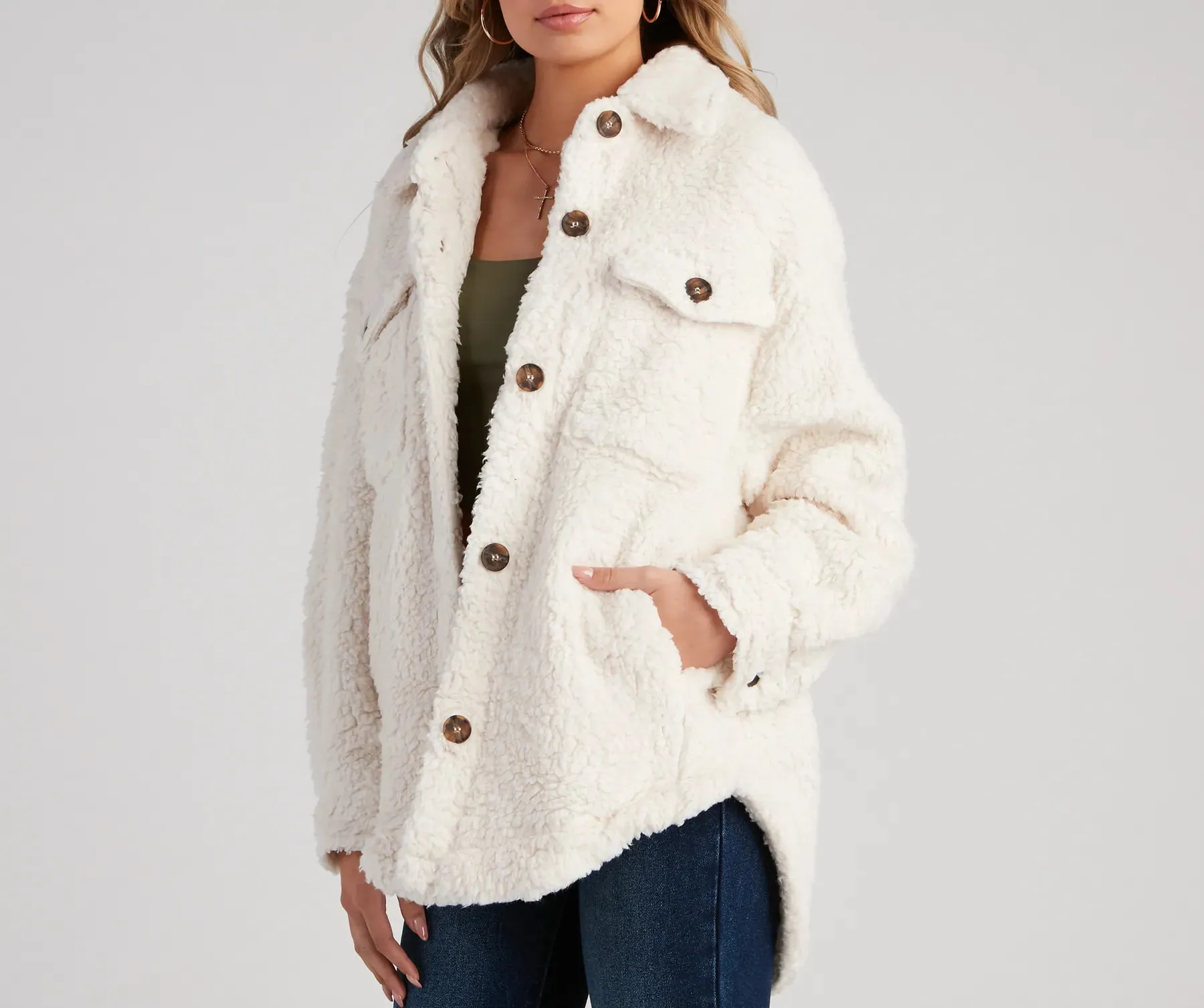 All About Knit Sherpa Shacket