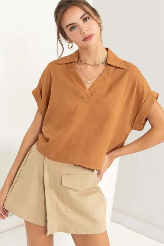 Always a Delight Short Sleeve Linen Top