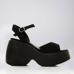 Barb - Black Suede Wedges