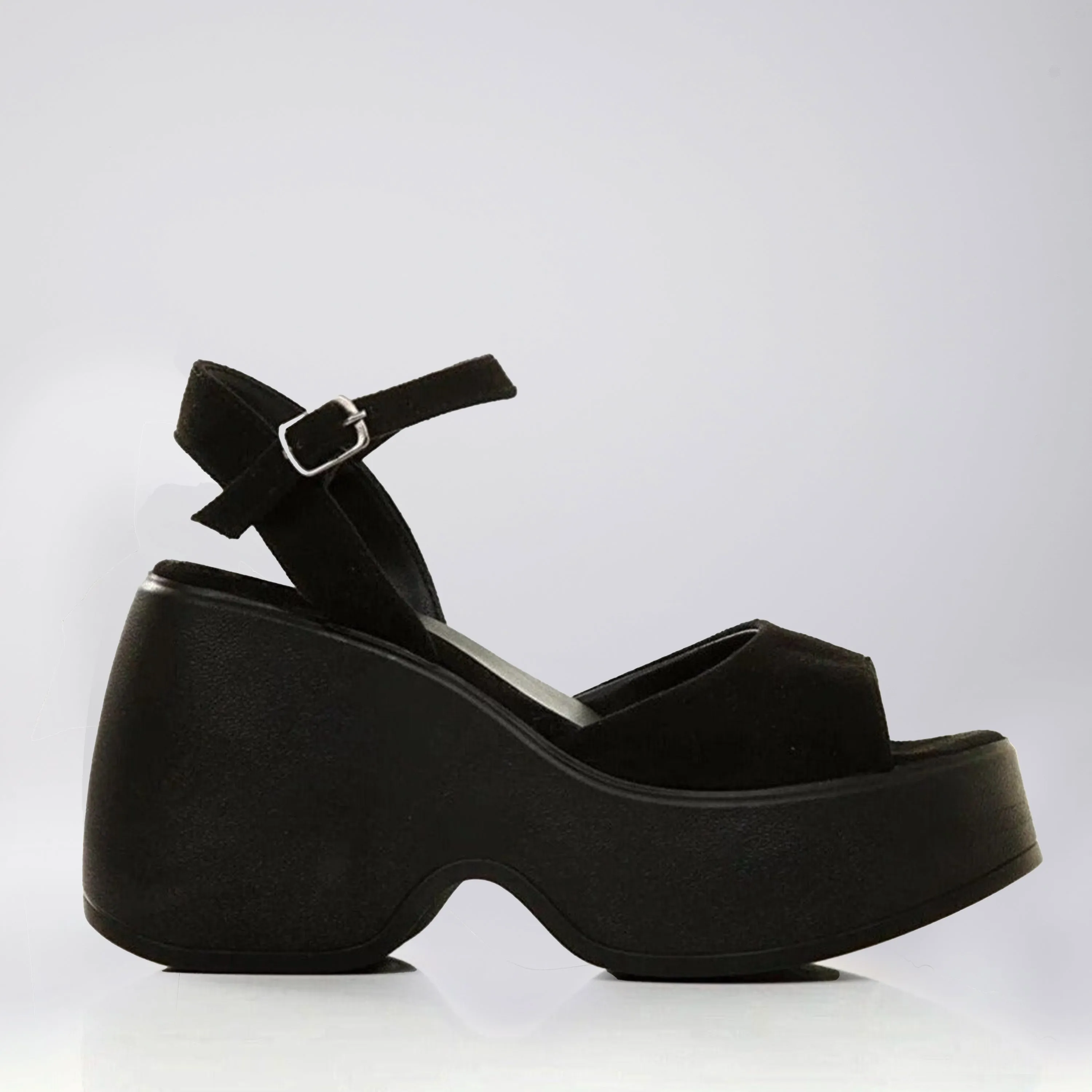 Barb - Black Suede Wedges