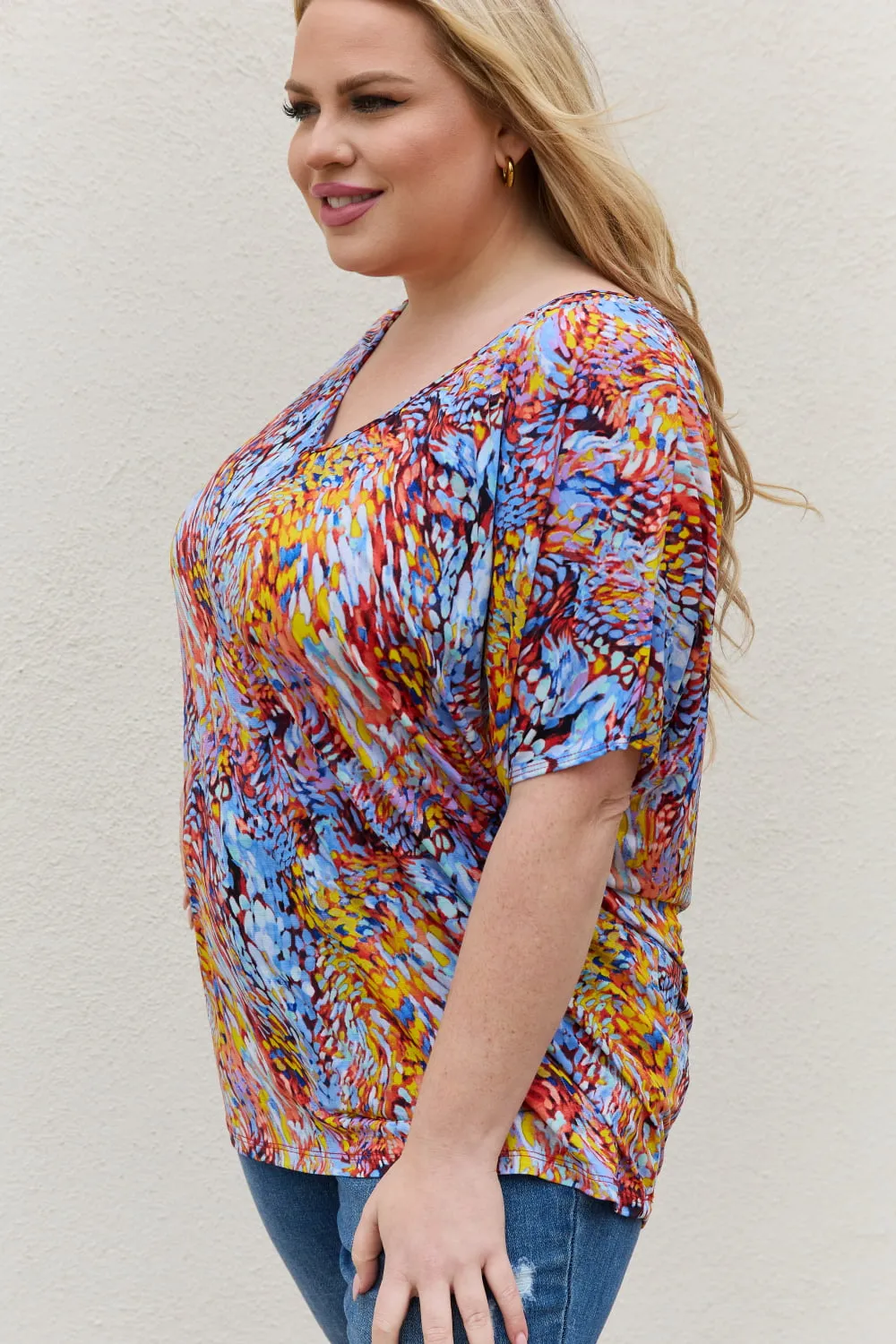 Be Stage Printed Dolman Flowy Top