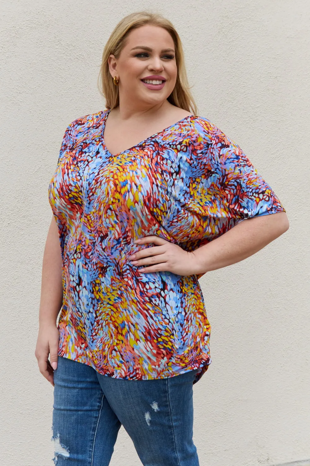 Be Stage Printed Dolman Flowy Top