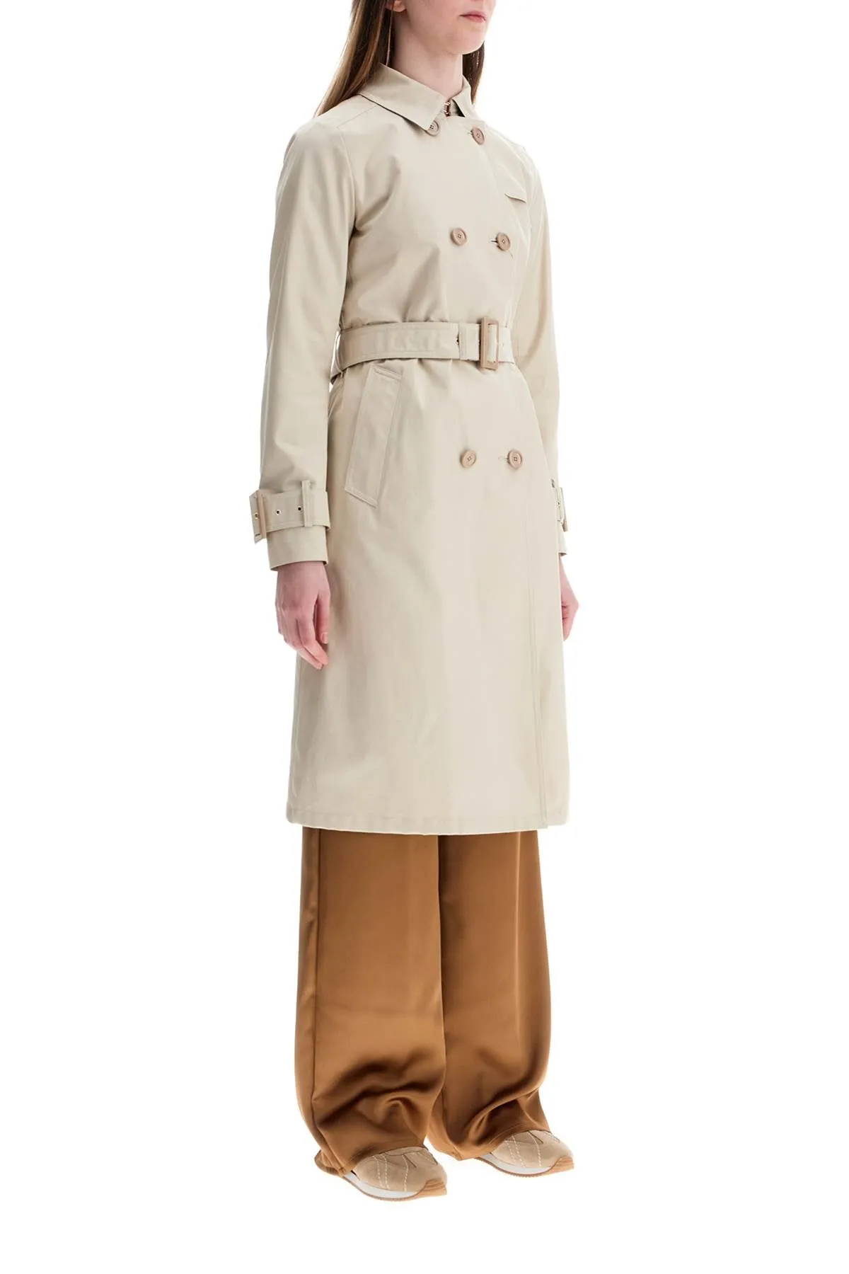beige cotton double-breasted trench coat with adjustable sleeves IM000183D 13218Z CHANTILLY