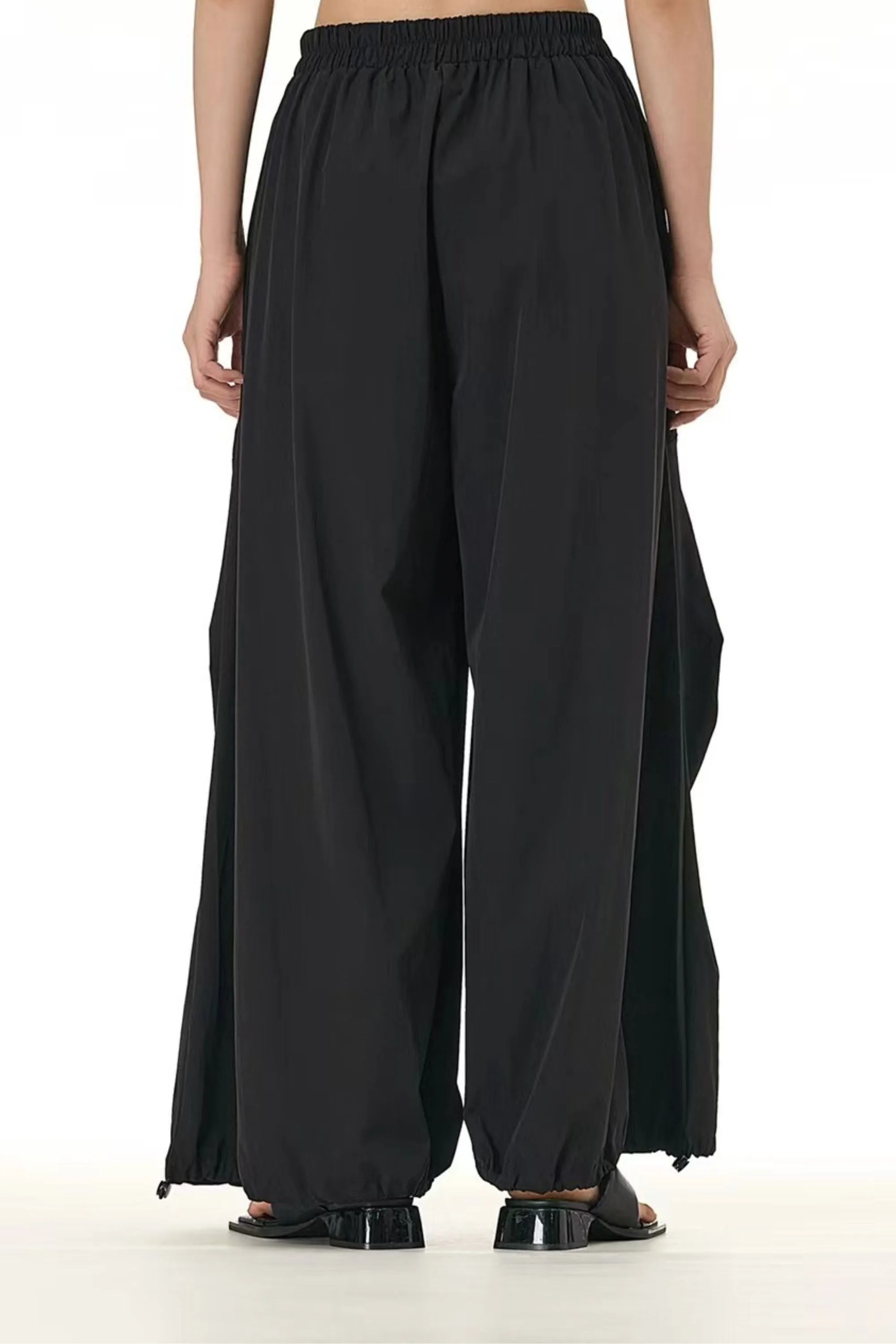 Black Wide Leg Streetwear Trouser