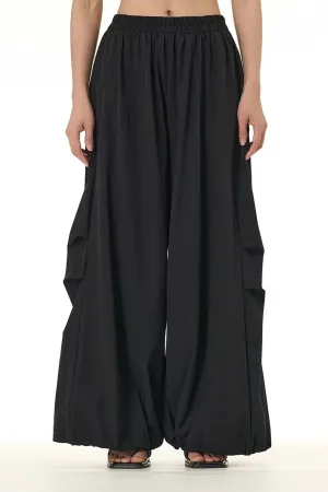 Black Wide Leg Streetwear Trouser