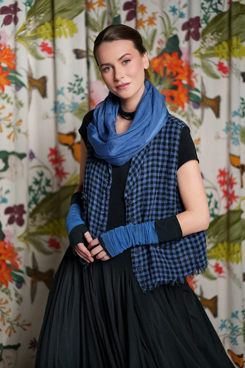Blue Nova Check Linen Vest