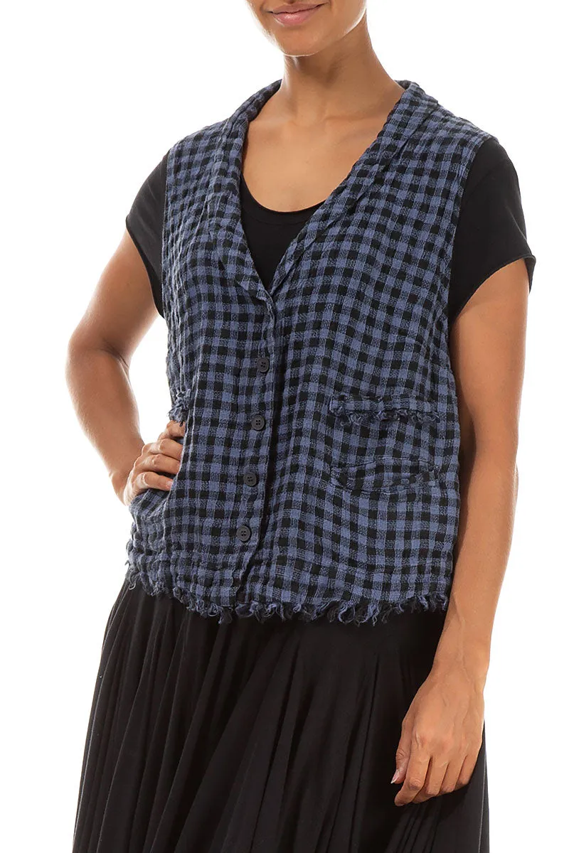 Blue Nova Check Linen Vest