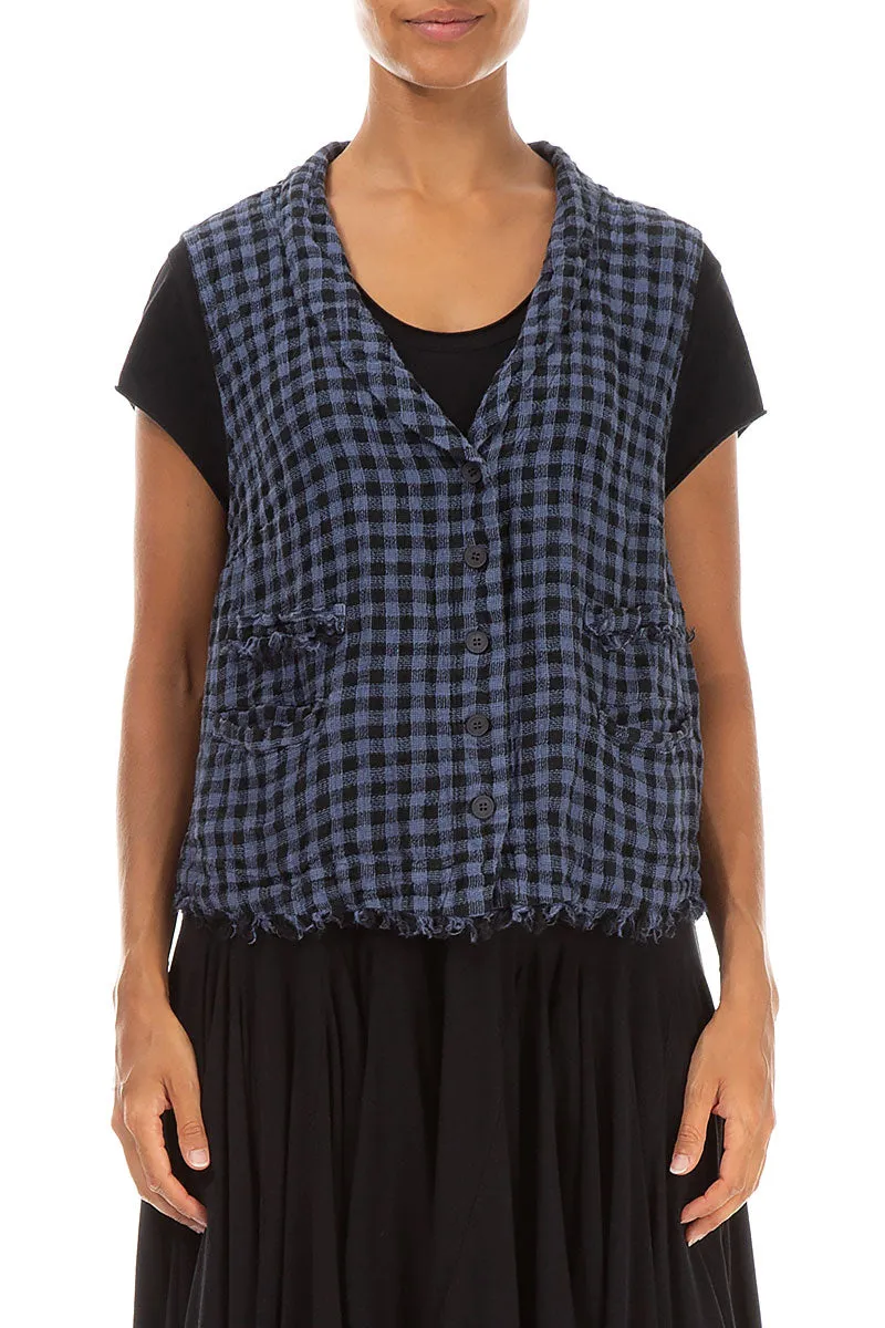 Blue Nova Check Linen Vest
