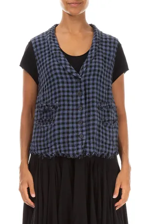 Blue Nova Check Linen Vest
