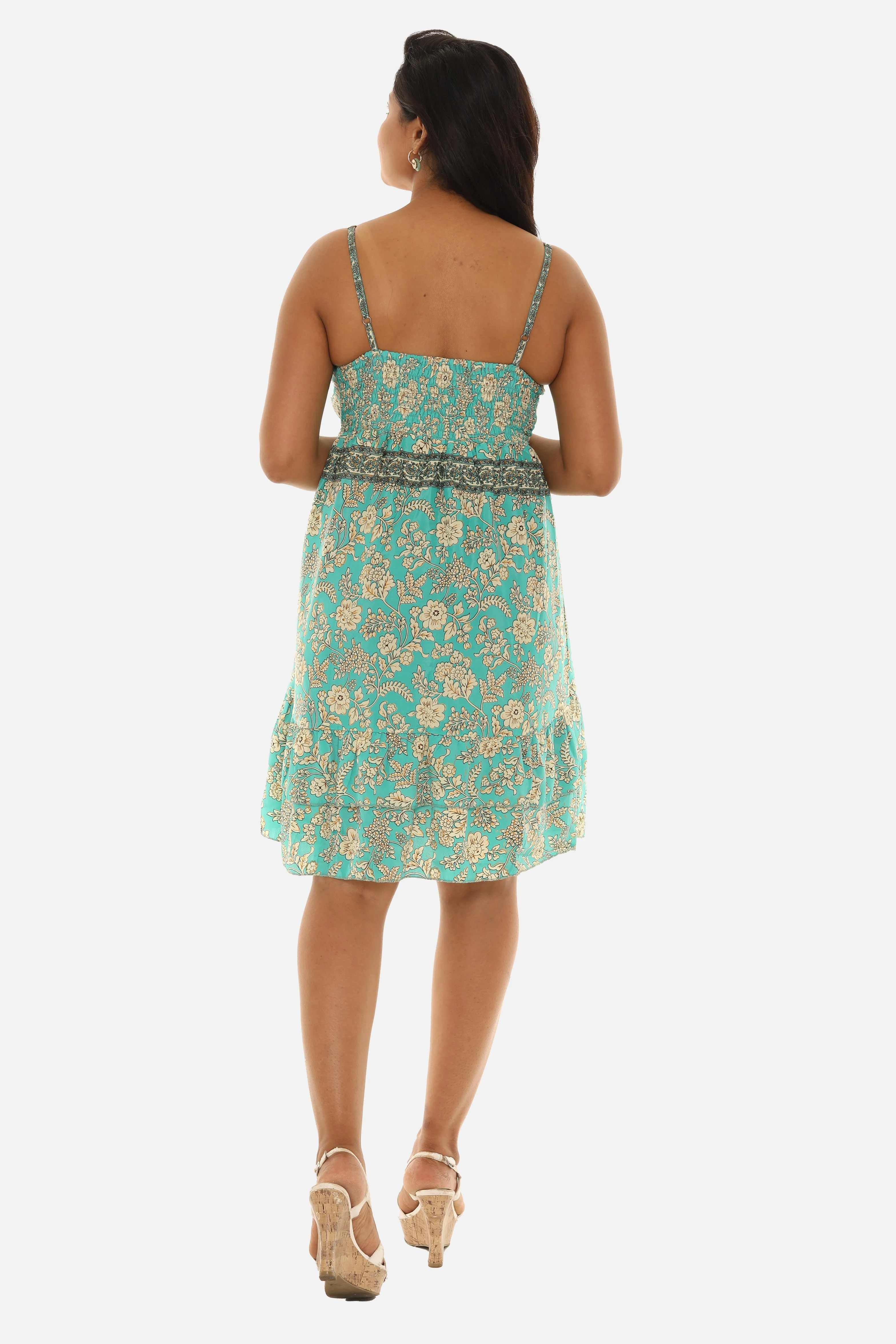 Bohemian Print V-neck Spagetti Strap Dress