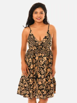 Bohemian Print V-neck Spagetti Strap Dress