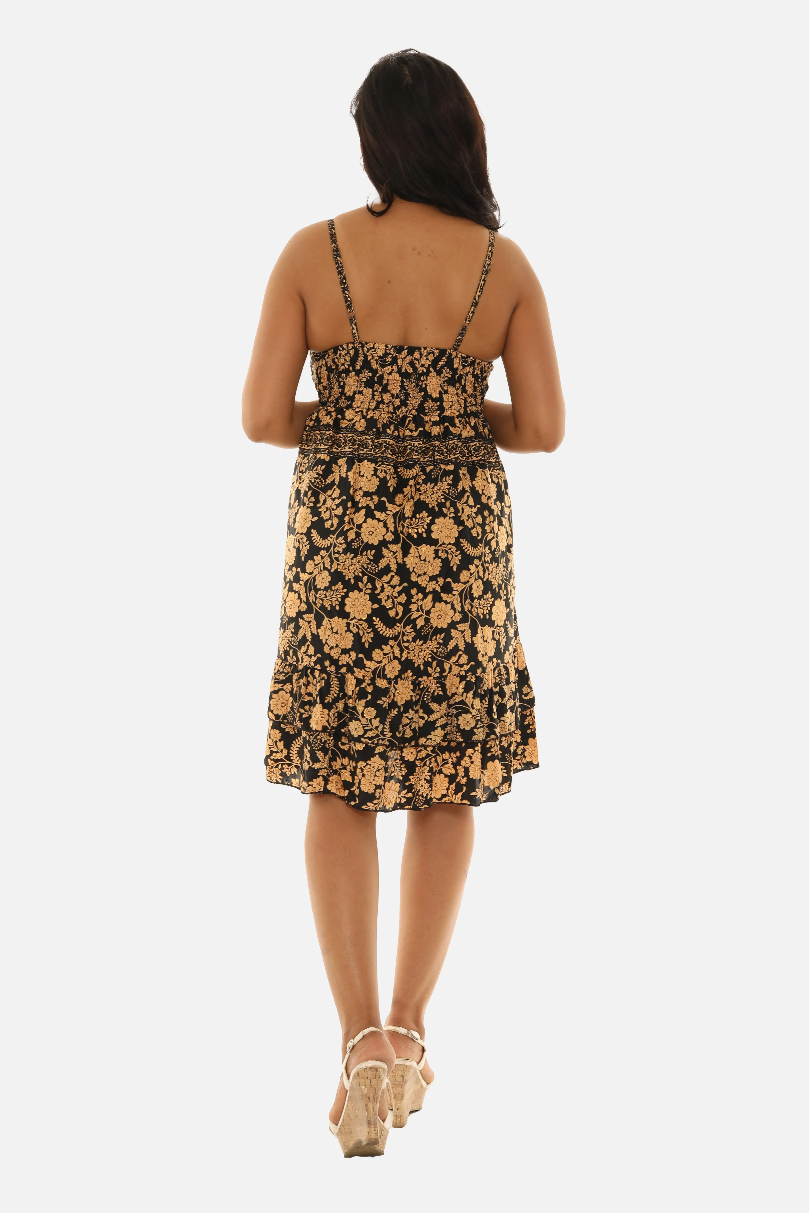 Bohemian Print V-neck Spagetti Strap Dress