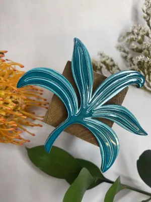 Bold French Teal Leaf Brooch