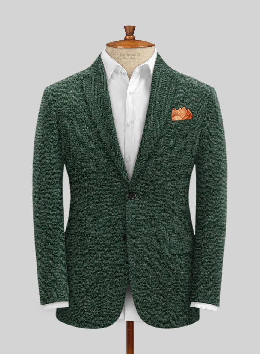 Bottle Green Herringbone Tweed Jacket