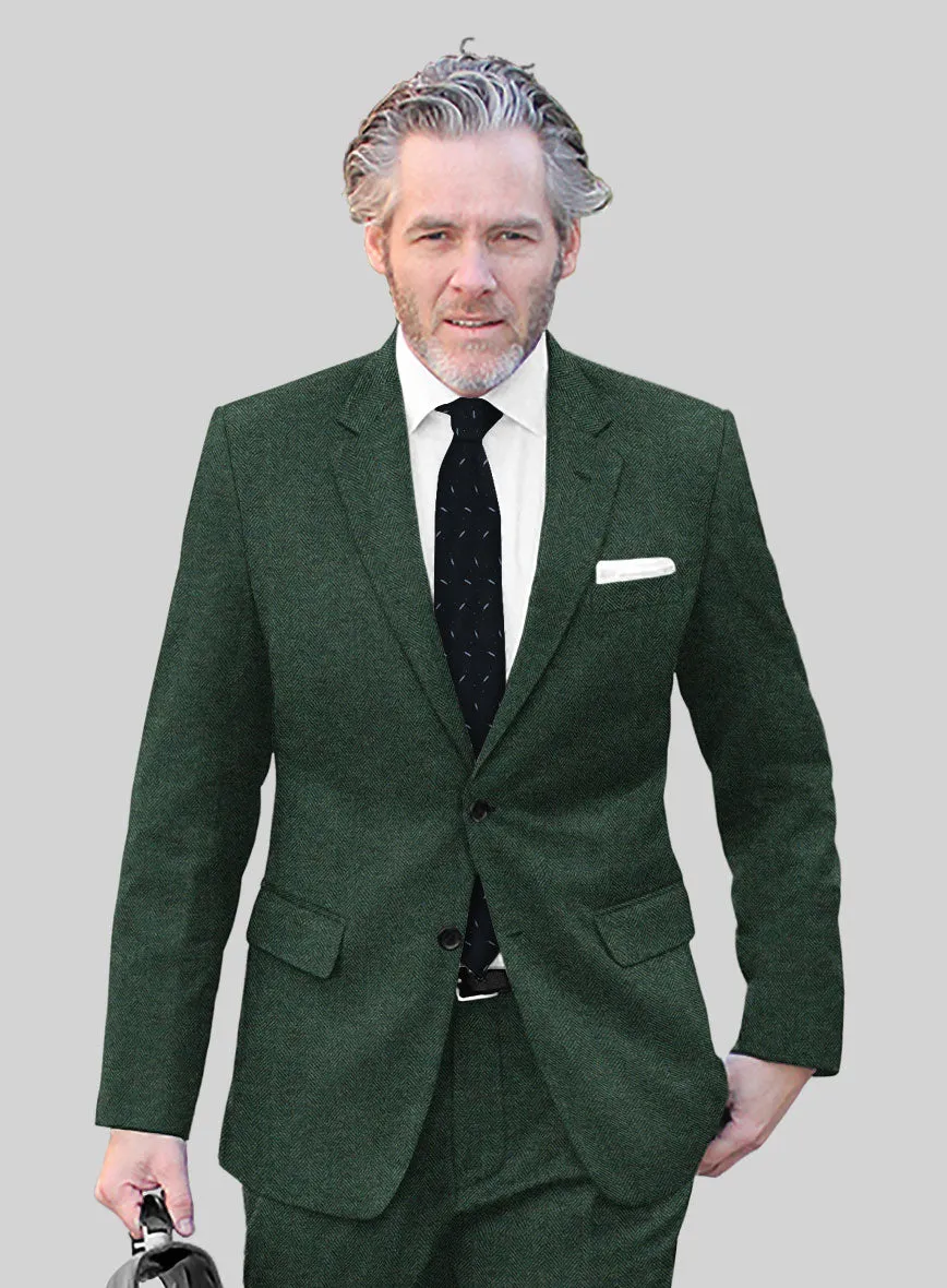 Bottle Green Herringbone Tweed Jacket