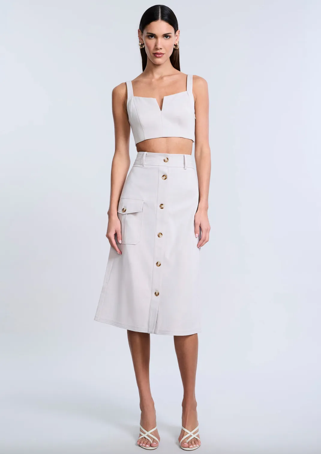 Button Front Cargo Skirt
