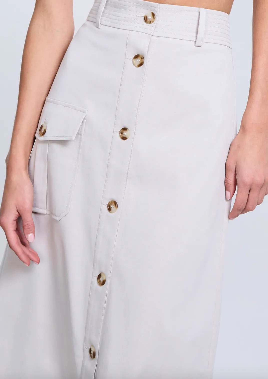 Button Front Cargo Skirt