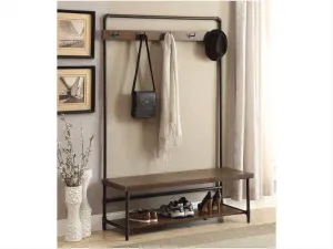 Carso Chestnut & Dark Bronze Hall Tree w/ 5 Coat Hooks