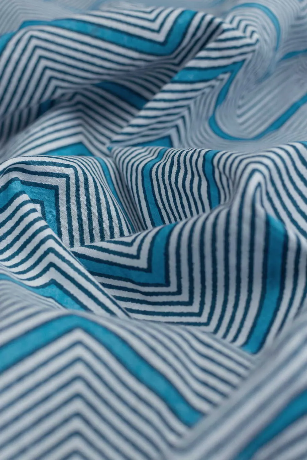 Chevron Pattern Sanganeri Cotton Fabric