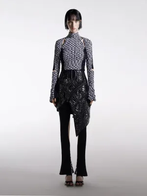 COCOON SILHOUETTE ASYMMETRIC QUITED MINI SKIRT