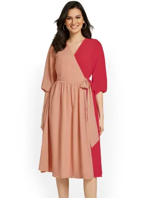 Colorblock Wrap Dress