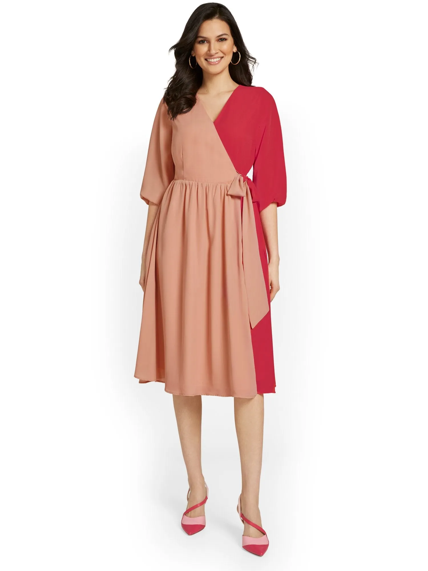 Colorblock Wrap Dress