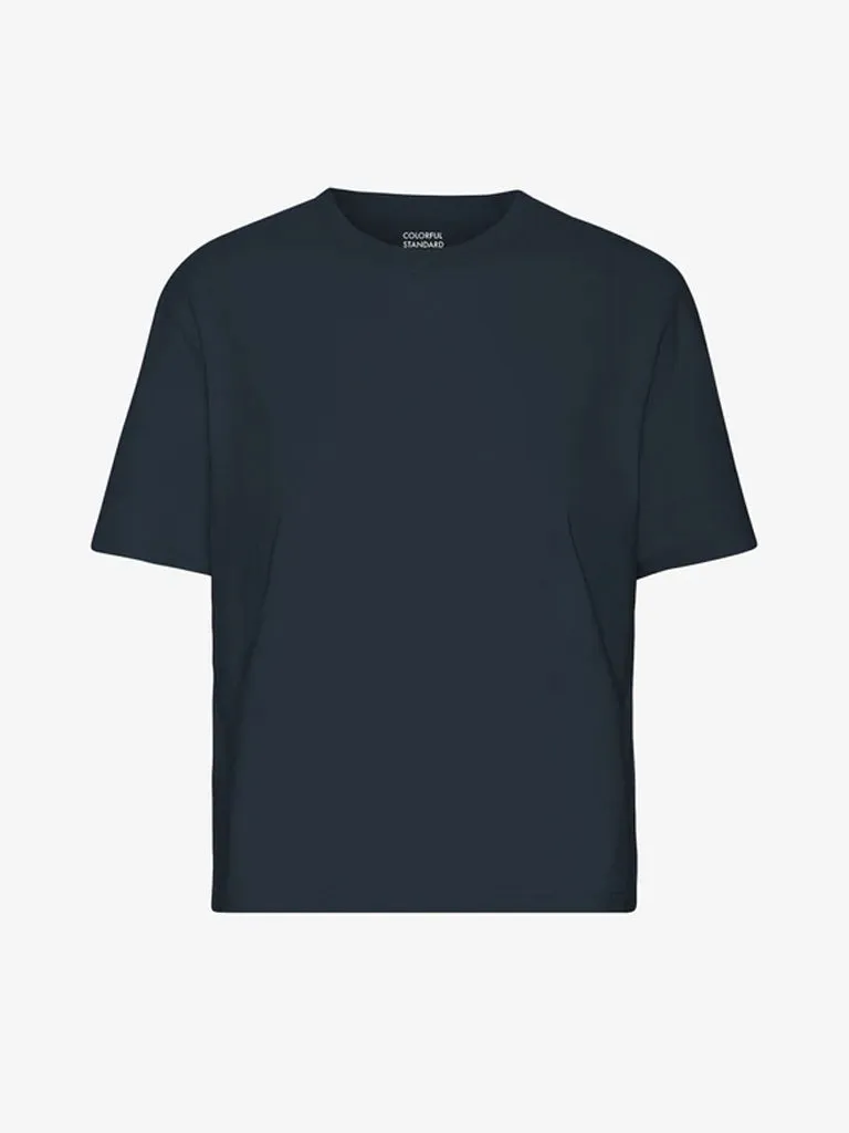 Colorful Standard Organic Boxy Crop T-Shirt in Navy Blue