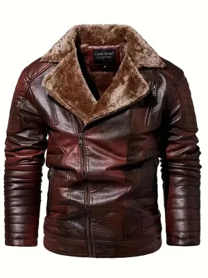 Cris - Heren casual rits revers imitatieleren jas voor herfst winter