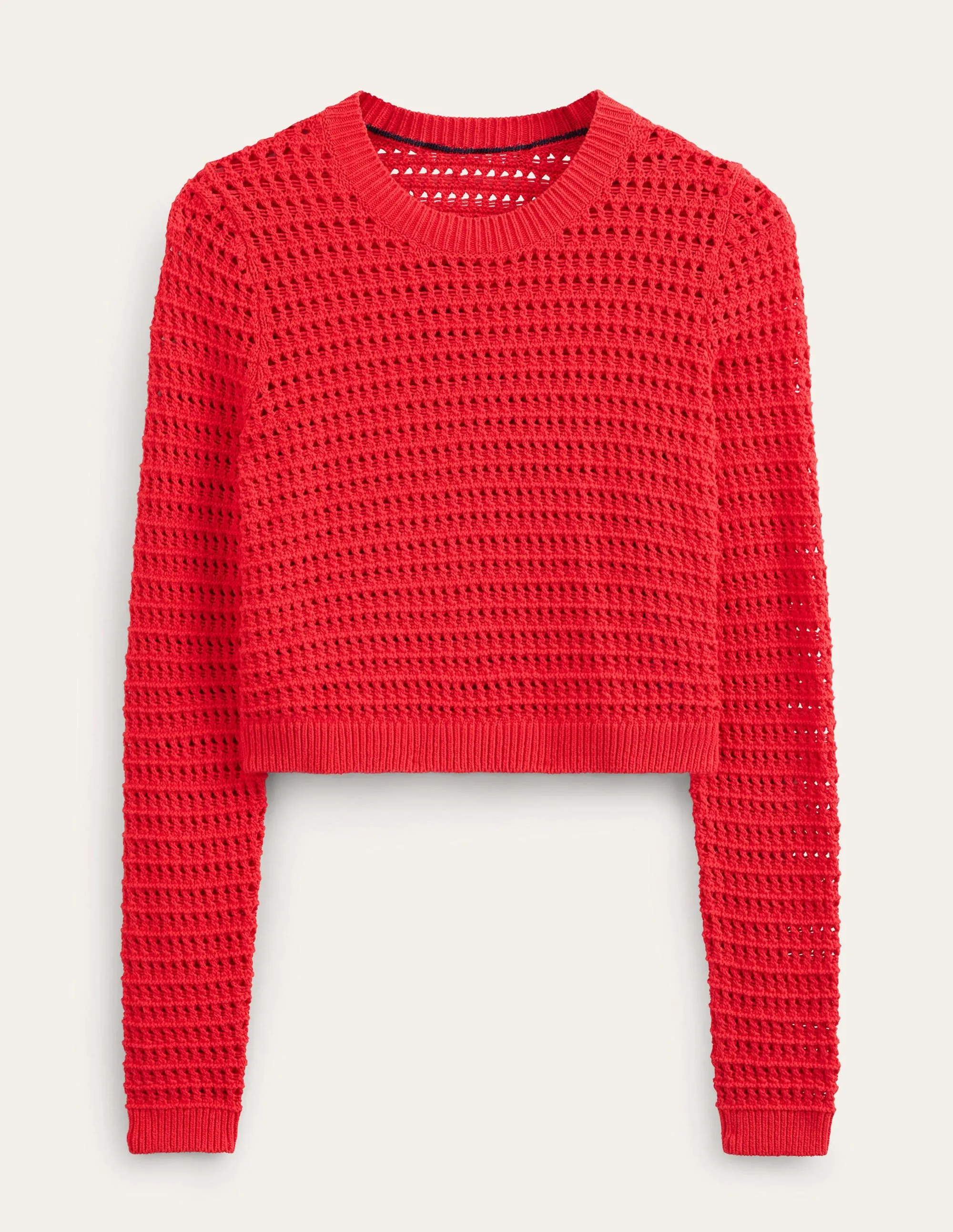 Cropped Crochet Jumper-High Risk Red