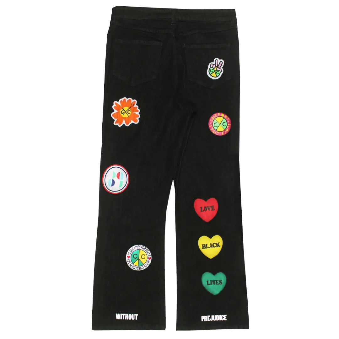 Cross Colours Empowerment Patches Relaxed Fit Jeans - Black