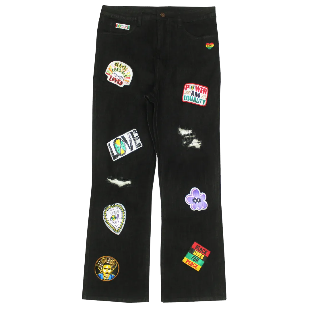 Cross Colours Empowerment Patches Relaxed Fit Jeans - Black