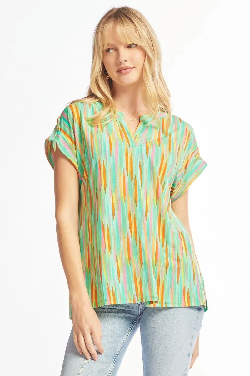 Dear Scarlett Lizzy Emerald Multi Tunic Top