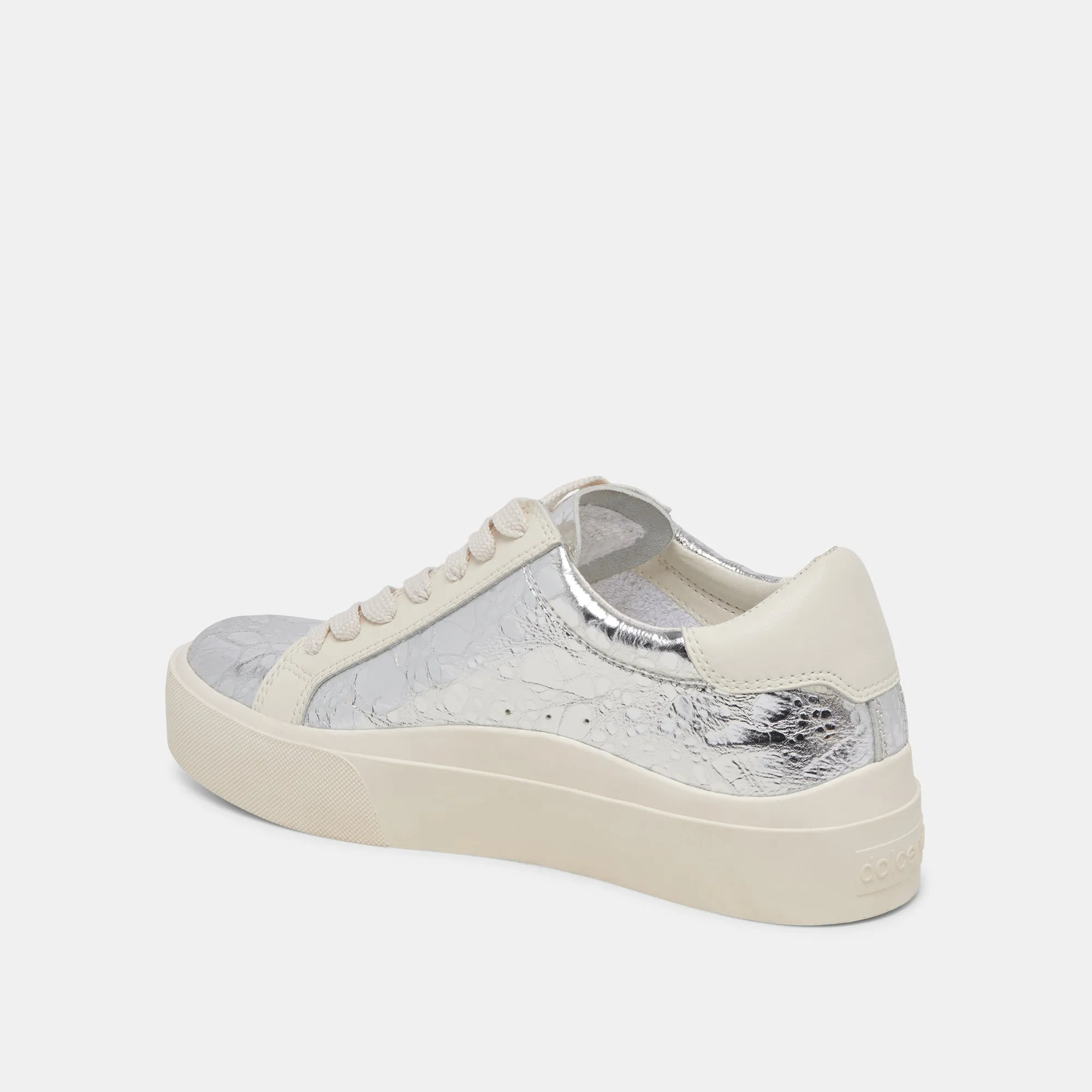 Dolce Vita Zayn 360 Sneakers in Silver Distressed Leather
