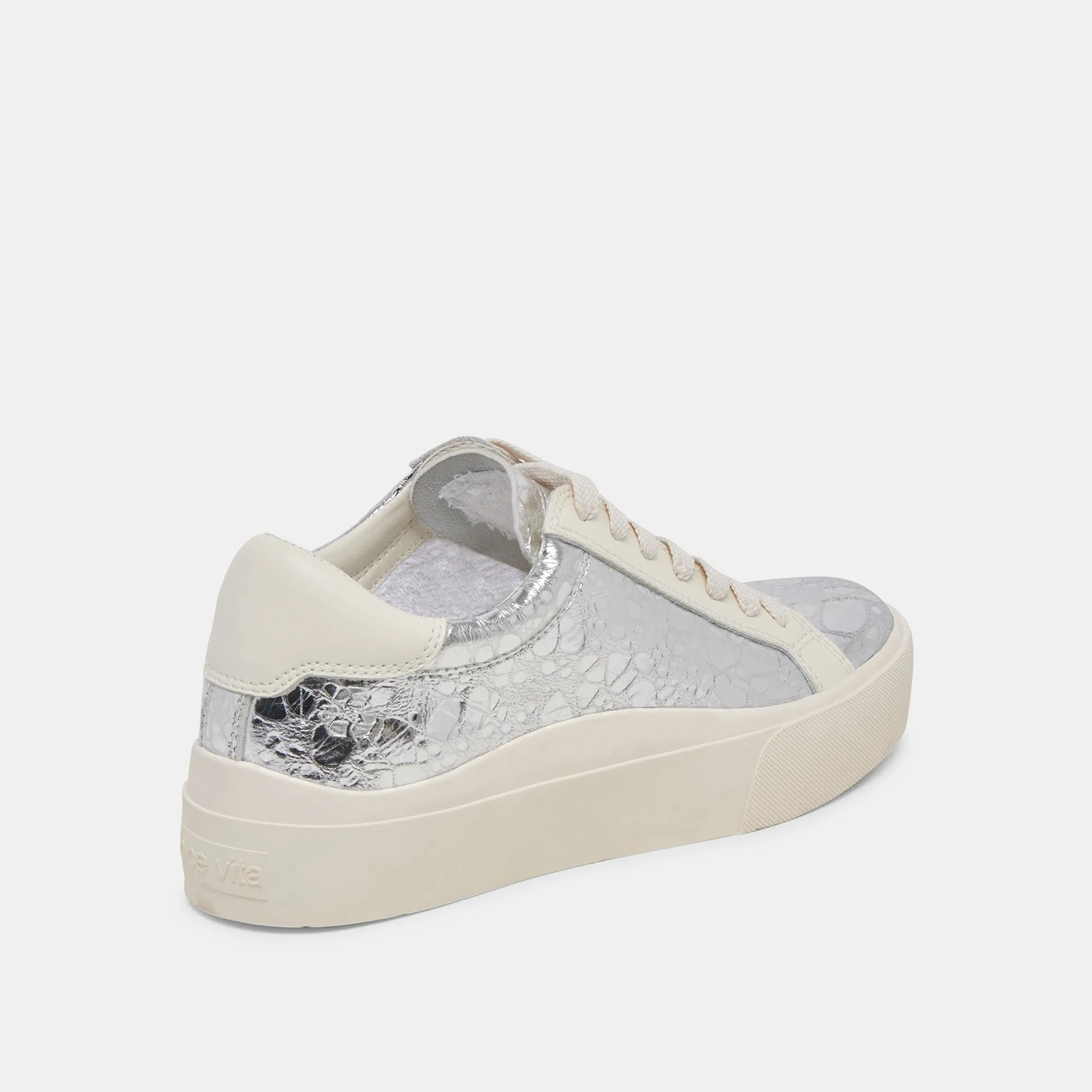 Dolce Vita Zayn 360 Sneakers in Silver Distressed Leather