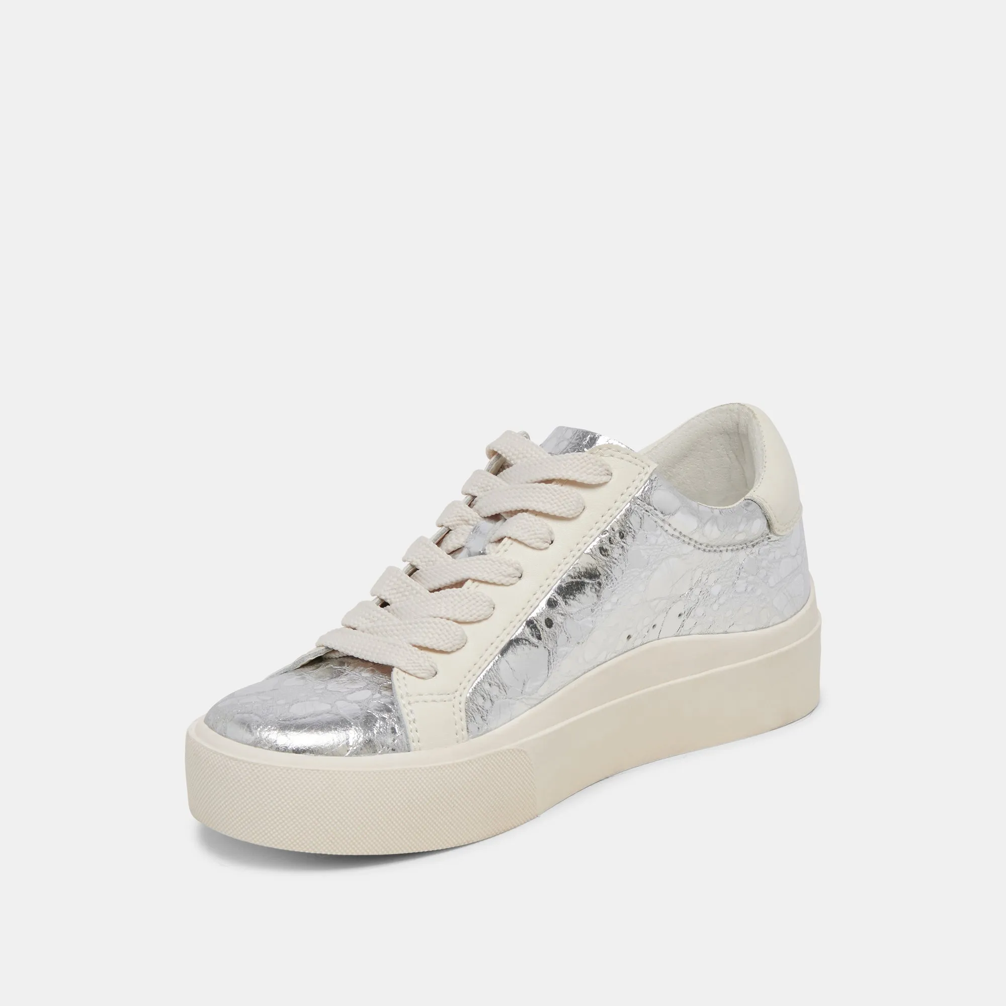 Dolce Vita Zayn 360 Sneakers in Silver Distressed Leather