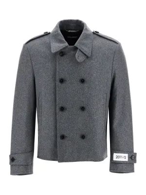 Double-Breasted Houndstooth Wool Coat