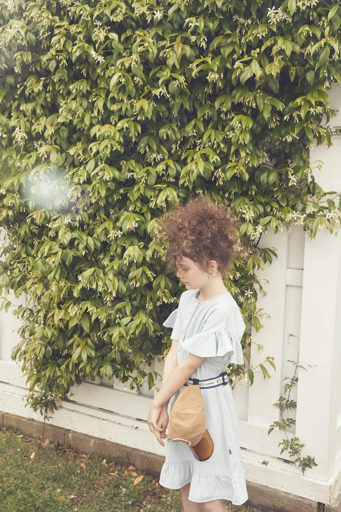 Dress Frill Drop Sleeve Hickory Stripe