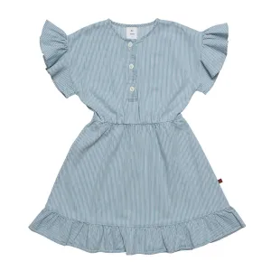 Dress Frill Drop Sleeve Hickory Stripe