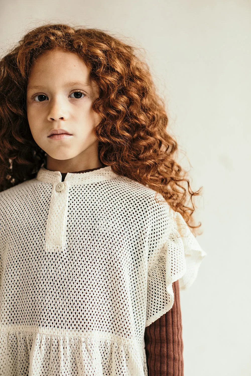 Dress Frill Sleeve Ecru Lace