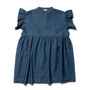 Dress Frill Sleeve Washed Denim