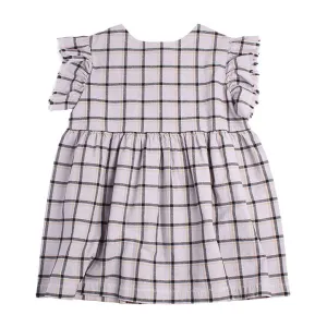 Dress Gather Trim Sunset Check