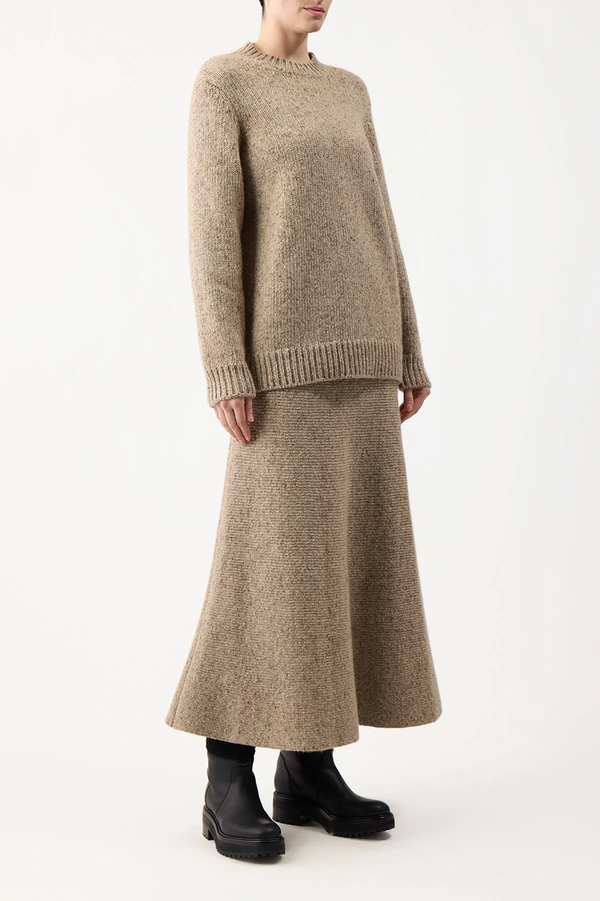 Eden Knit Maxi Skirt in Oatmeal Multi Cashmere