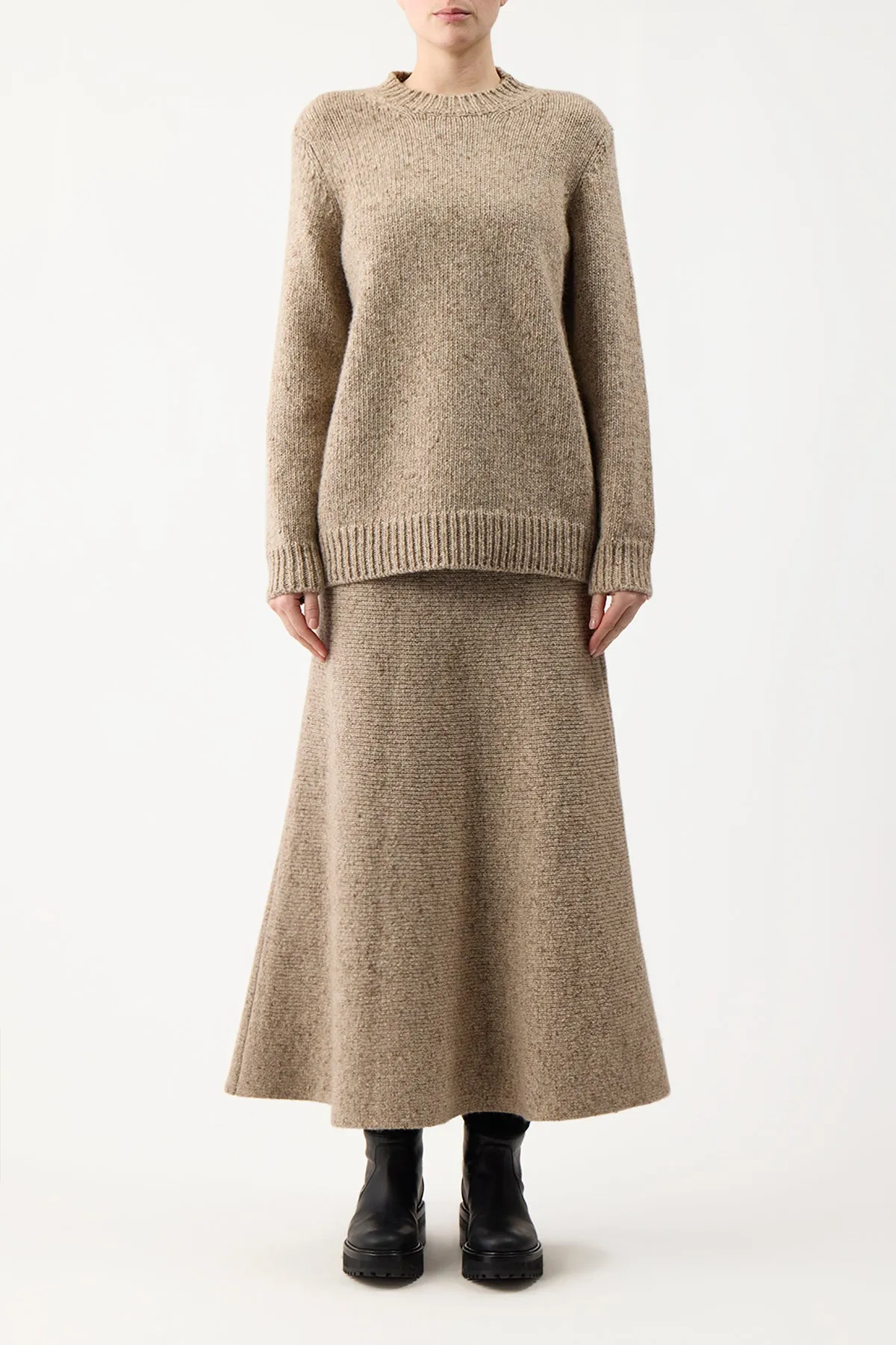 Eden Knit Maxi Skirt in Oatmeal Multi Cashmere