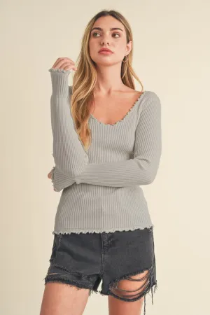 Effortless Edge Ribbed Knit Top