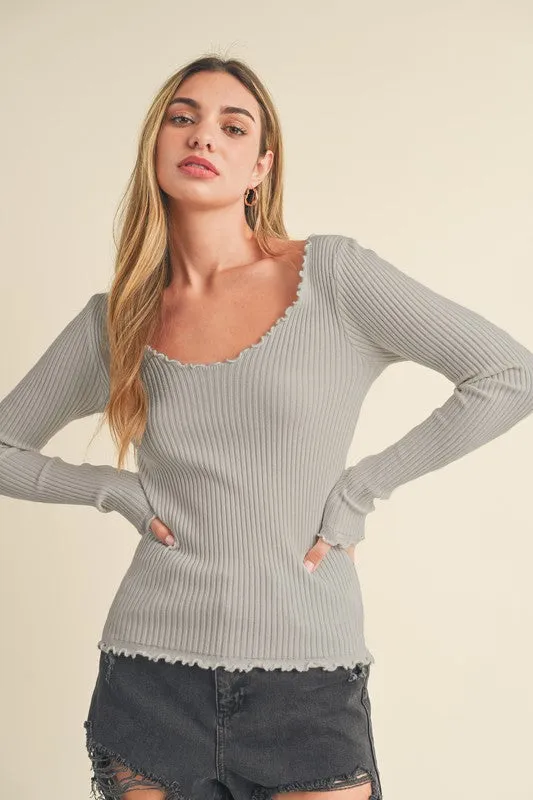 Effortless Edge Ribbed Knit Top