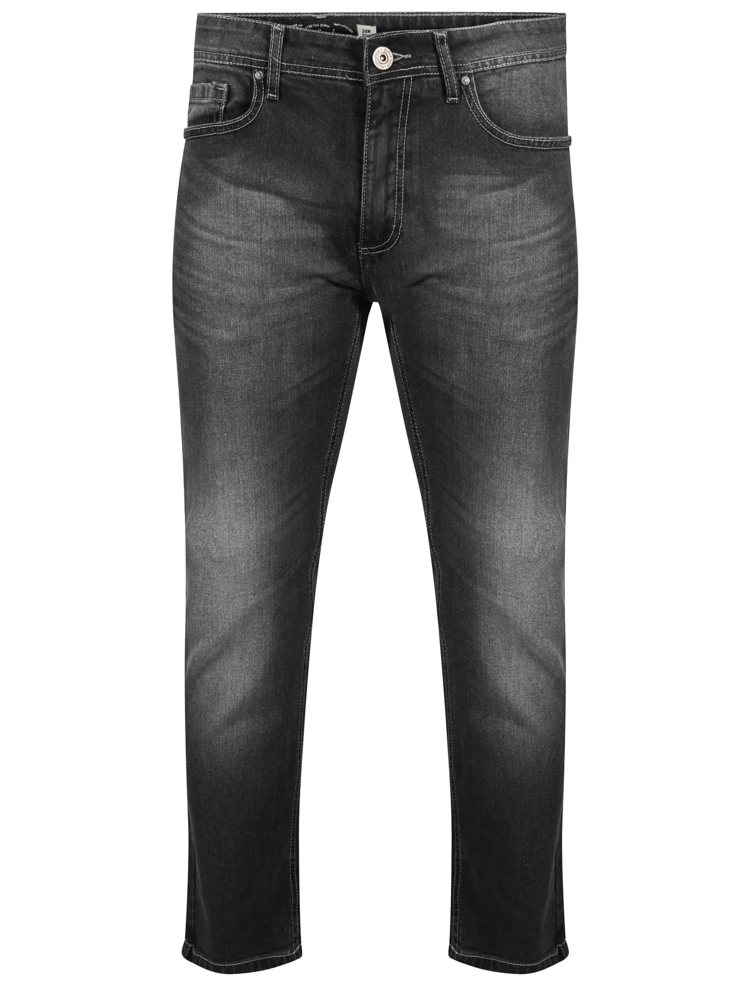 Elijah Straight Fit Denim Jeans in Black Stone Wash - Tokyo Laundry