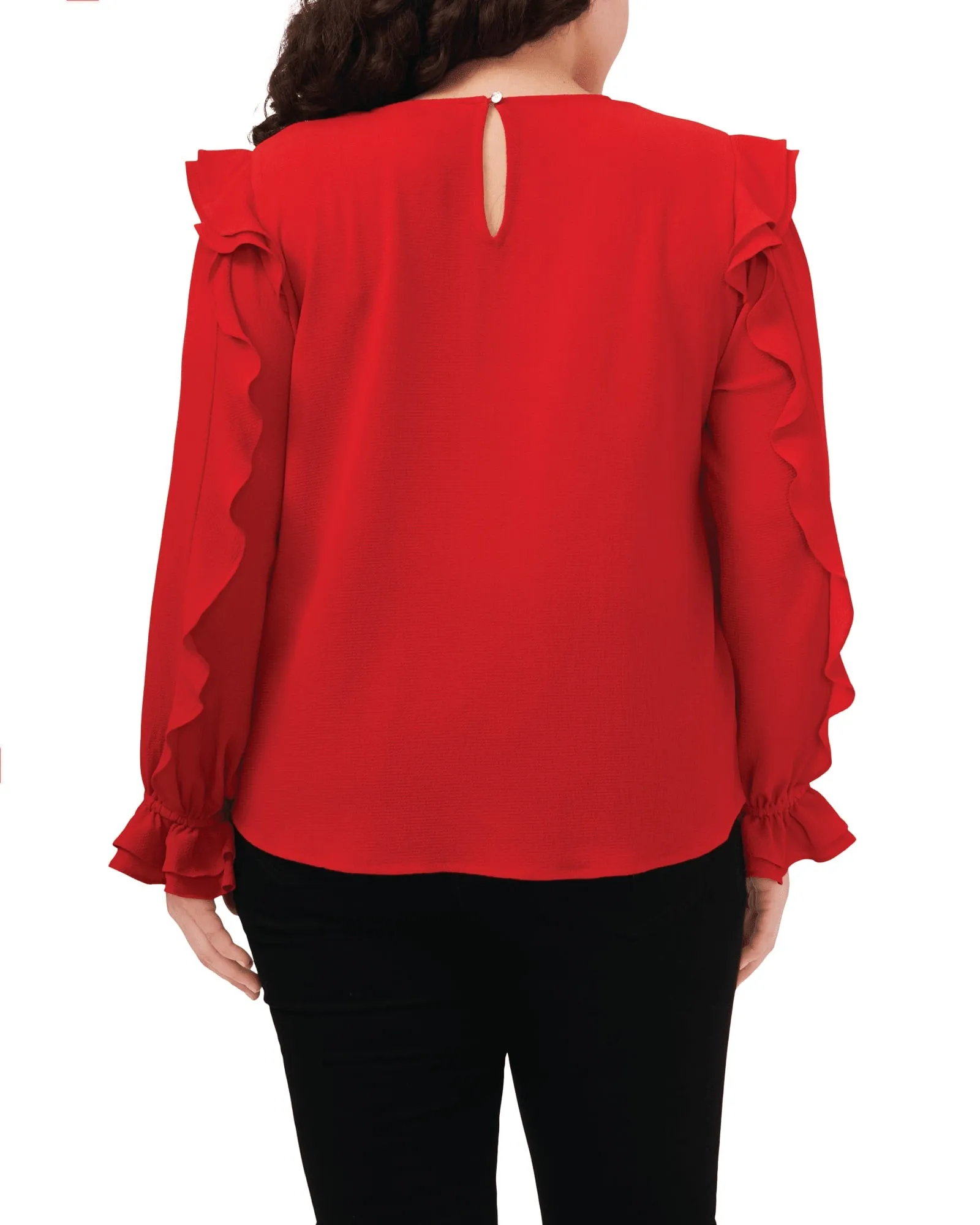 Eloise Ruffle Sleeve Top | LUMINOUS RED